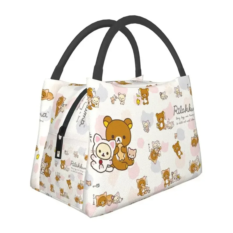 

Kawaii Rilakkuma изолированная сумка для ланча с коллажем медведя для школы офиса многоразовый охлаждающий термальный Ланч-бокс для мужчин