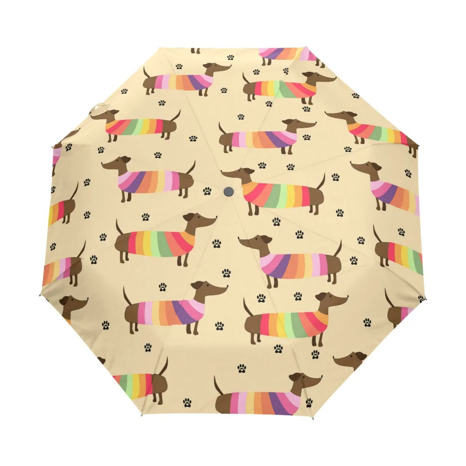 GISPOG Automatische opvouwbare paraplu, teckel grijs, waterdicht, compact, zon en regen, reisparaplu voor mannen en vrouwen, 1 kleur, één maat