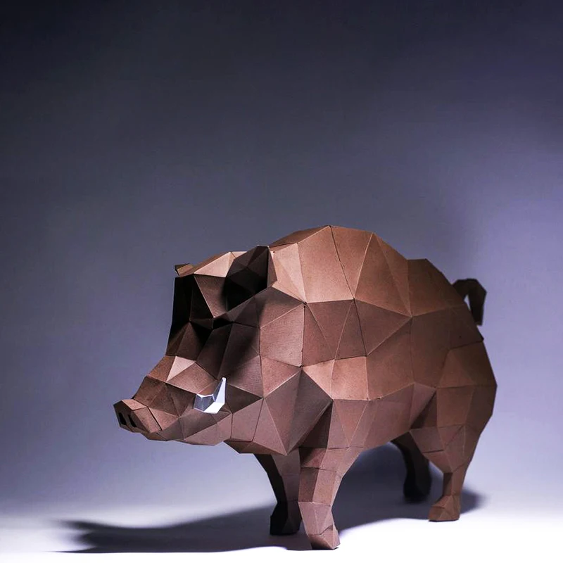 Wild Boar Paper Model Papercraft 3D Origami Home Decor Decoration Room Ornament Stereoscopic Sculpture DIY Puzzles Toys 60cm