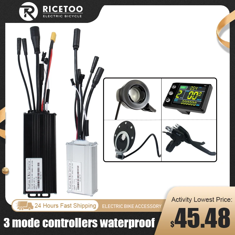 

Ebike Three-Mode Sinawave Controller 17A26A30A 36V48V With DIsplay Throttle PAS E-brake Waterproof Set