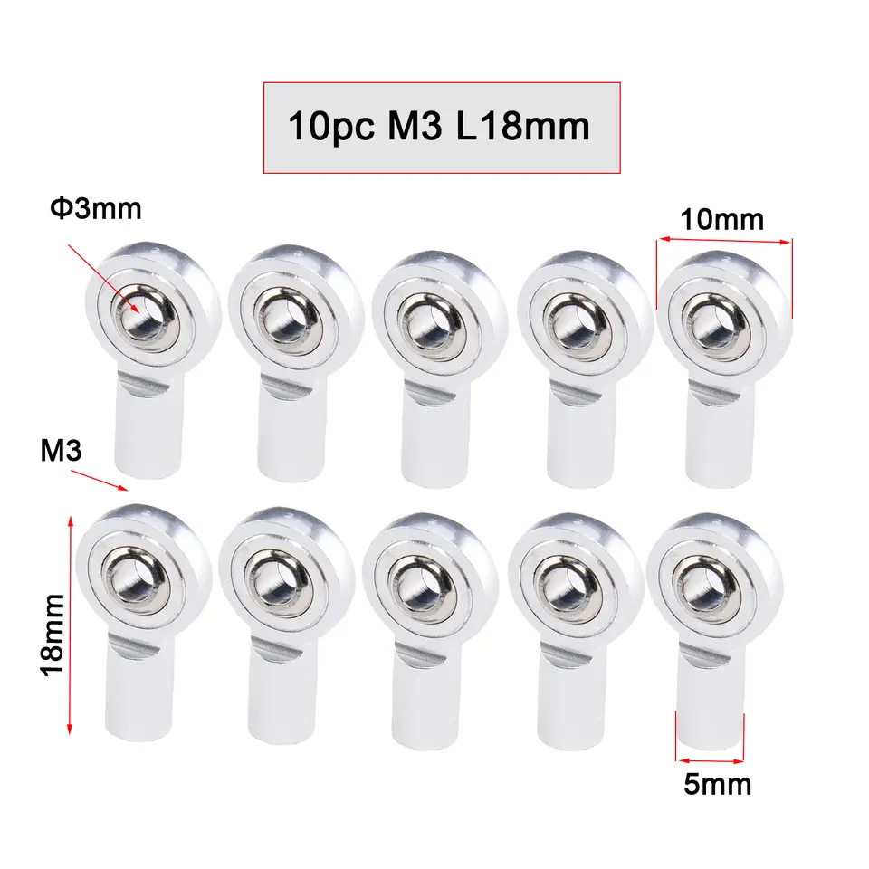 10PCS Aluminum Alloy M3 Link Rod End Ball L18mm/20mm/26mm Metal Rod End Ball For Rc Boat Airplane RC Crawler Car Truck Buggy image 25