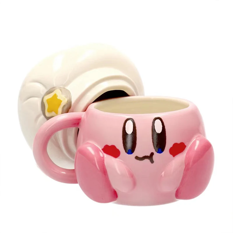 Kawaii Kirby Cartoon Cute Star Kirby Glass Cup Ins Creative Breakfast Mug  Gift