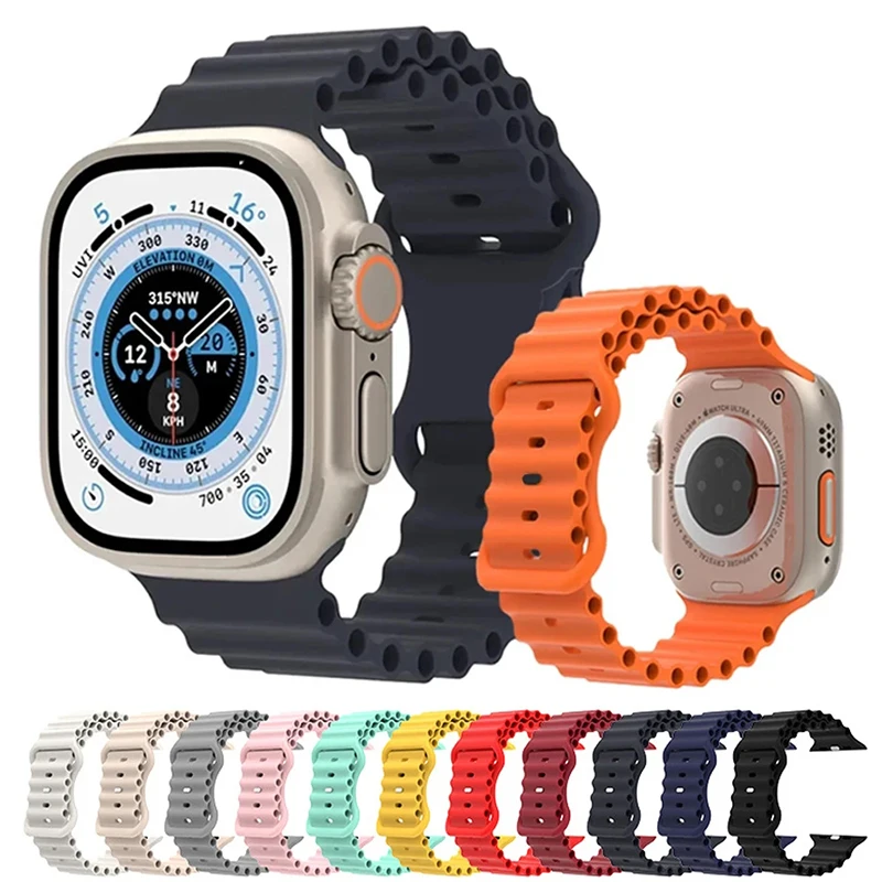 Cinturino Oceanico Per Cinturino Apple Watch Ultra 1 Ultra 2 49Mm Bracciale In Silicone Morbido Correa Per Iwatch Series Ultra 1 2 49Mm Ultra 1 2