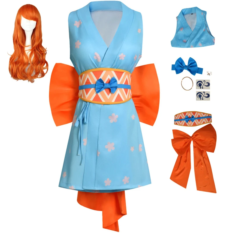 

2023 New CosDaddy Anime Nami Cosplay Costumes Kimono Dress Wig Suits Adult Women Halloween Carnival Cosplay Costume