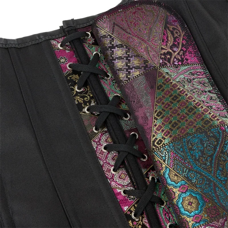 Wine Red Jacquard Women's Tight Corset Mujer Vintage Sexy Underwear Waist Trainer Slimming Body Shapewear Tops Women Steampunk