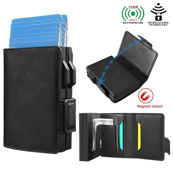 2025 New Large Capacity Double Layer ID Credit Card Holder Anti Rfid Blocking Protected Magic Wallet for Men Cardholder Case 1