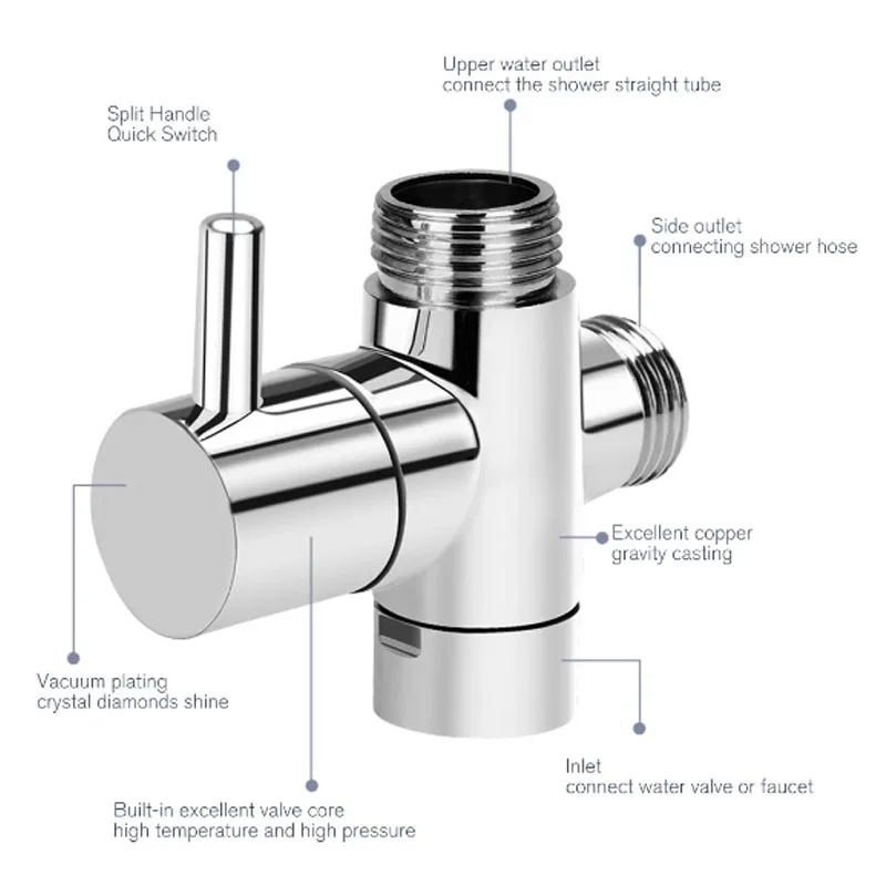 Shower Diverter Valve Bathroom Faucet Switch Valve Shower Tap Connector Splitter Water Diverter Bathroom Accessories diverter valve shower head diverter valve