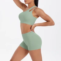 Yoga Suit Sports Set Gym Sports Crop Tops Solid Color Nylon Yoga Bra Running Cycling Sports Gym Workout Yoga Shorts - Image 4