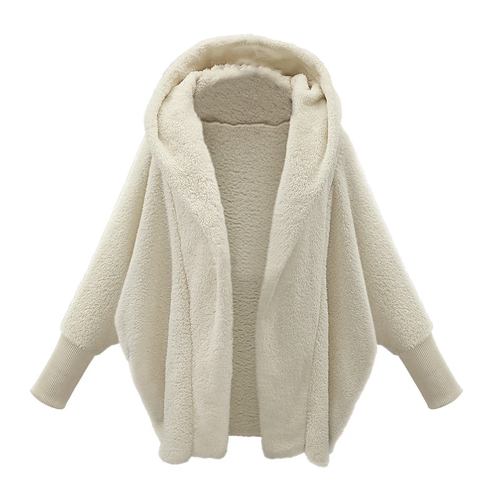 2023 Autumn Winter Women Casual Batwing Sleeve Fluffy Hoodied Coats Fashion Elegant Femme Fuzzy Jackets Lady y2k Loose Outfits