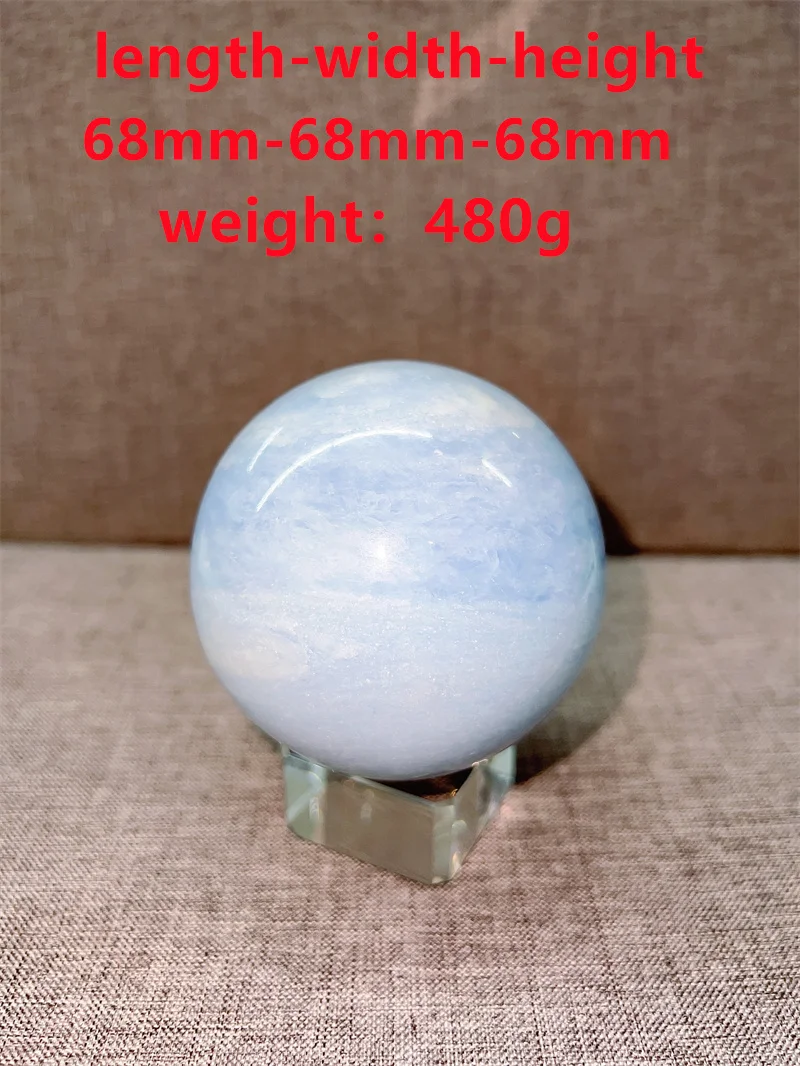 

Natural Bule Calcite Sphere Free Form Tumble Slab Crystal Mineral Madagascar Healing Palm Workmanship Ornament Carving Chip