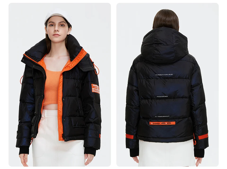 GASMAN 2023 Winter down jacket collection Fashion Solid Stand-up collar Women Coat Elegance Hooded Women's jackets 81702