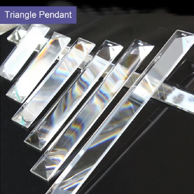 All Sizes Trimming Triangle Clear Prism 1 Hole/2 Holes Crystal Glass Chandeliers Pendants Parts Glass Lamp Drop Pendants