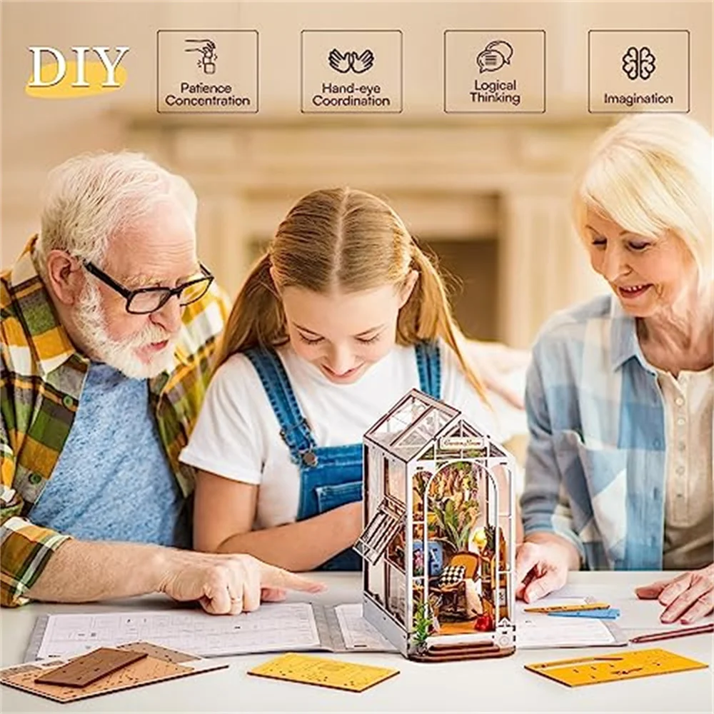 Robotime Rolife 북 누크 키트, DIY 미니어처 인형 집 키트, 3D 나무 퍼즐, 북엔드 북 북, 어린이용 TGB06