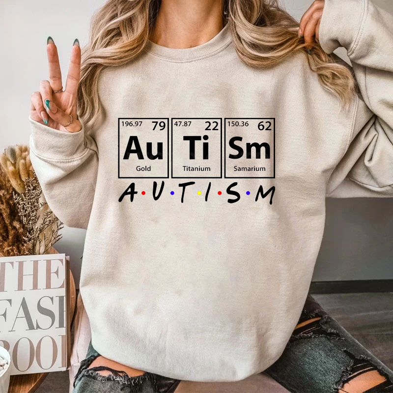Autism Friends Print Women Men Sweatshirt Soft Casual Loose Vintage Female Hoodies 2025 Winter Autumn Warm Fleece Sweatshirts 3