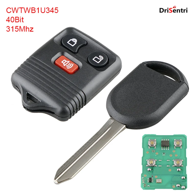 315Mhz Keyless Entry Remote key Fob with 4D63 40 Bit Chip CWTWB1U345 for Ford Transit Edge F-250 Super Duty F-350 E-150 Escape 2pcs car keyless option replacement keyless entry remote control key fob clicker transmitter 3 button cwtwb1u345 315mhz