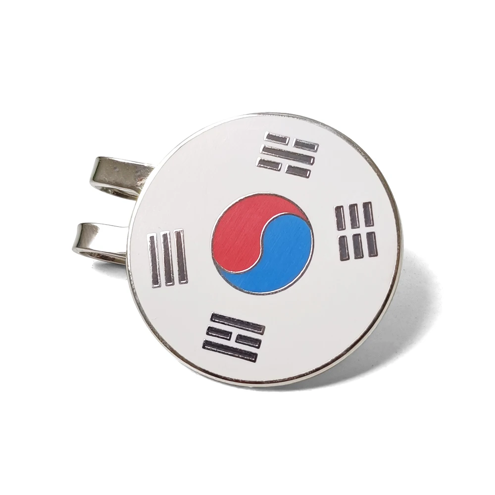 한국 국기와 자석 클립이 있는 골프 캡 클립, 새로운 볼 위치 표시 기능이 있는 골프 마커 액세서리, 골프 선수 선물