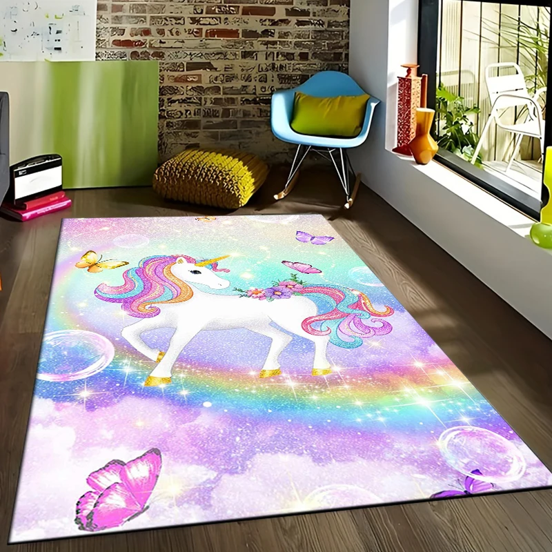 

3D Cute Unicorn Large Area gamer Rug Carpet for Home Living Room Children's Bedroom Sofa Doormat Decoration Kids Floor Play Mats