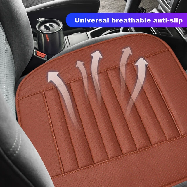 Car Front Seat Cushion, Breathable PU Leather Bamboo Charcoal Car Interior  Seat Cover Cushion Pad for Auto Supplies Office Chair PU Leather Car Seat