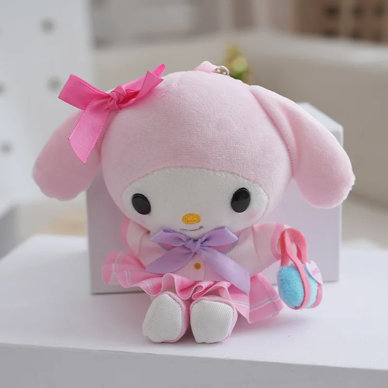 20pcs/lot 12cm Cute college uniform Kuromi Plush Toys Keyring Melody Monster dolls Pendant Key chain Gifts  for Children 5