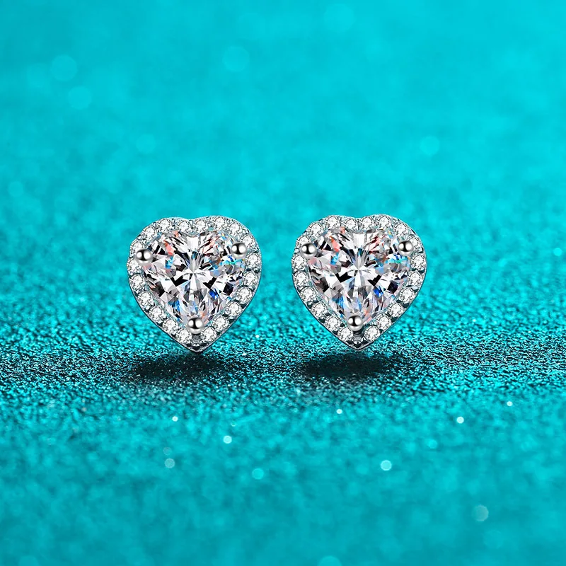 4ct Heart Shape Moissanite Stud Earrings For Women S925 Sterling Silver