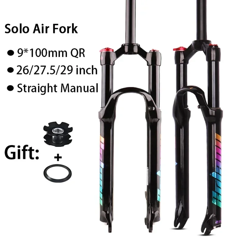 

Bolany Air Suspension 26/27.5/ 29inch Aluminum Alloy Air Bicycle Fork Straight MTB Forks Travel 100mm For Bicycle Accessories