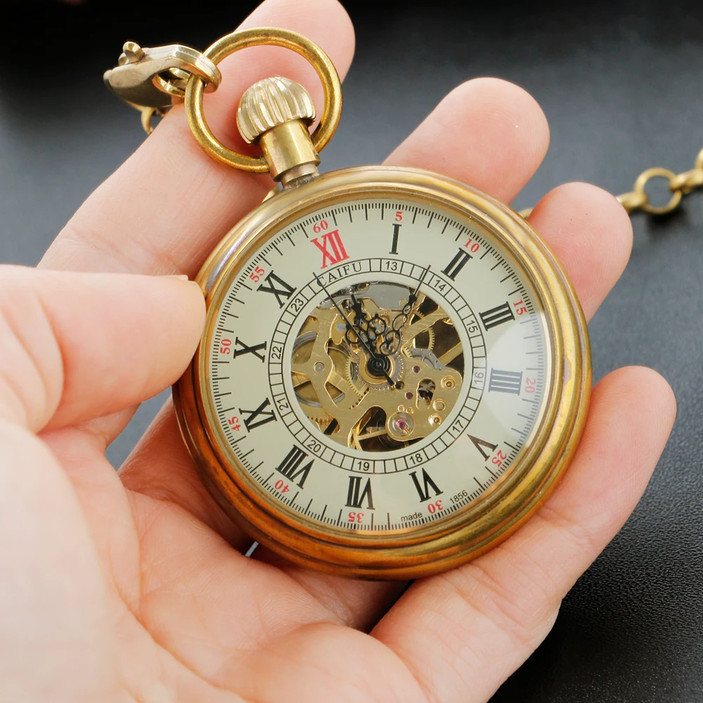

Hollow Out Vintage Bronze Mechanical Pocket Watch High Quality Unisex Necklace Pendant Jewelry Gift for Men and Women Religio