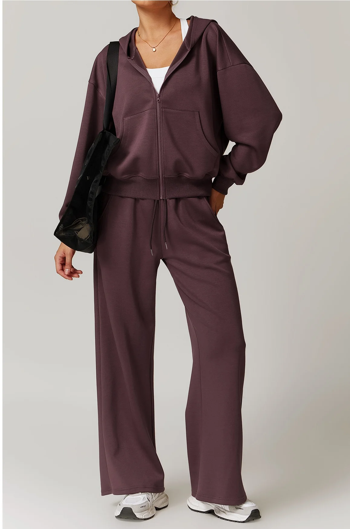 Tracksuit Women Casual Hoodies Sweatshirt Pant Set Long Sleeve Zipper Pocket Hoodies Coat Drawstring Sweatpants Sport Suit