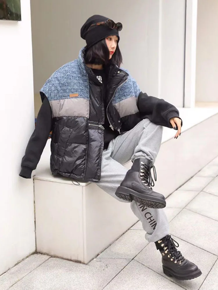 Down vest women New Trend Color Collision jacket 2024 Fall and