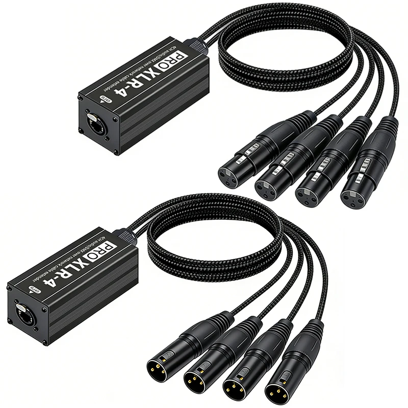 Shielded RJ45 CAT5 to 4-Channel XLR Connector Cable