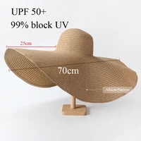 70cm Oversized  Wide Brim Sun Hat Travel  Large UV Protection Beach Straw Hats Women's Summer Floppy Foldable Chapeaux Wholesale 5