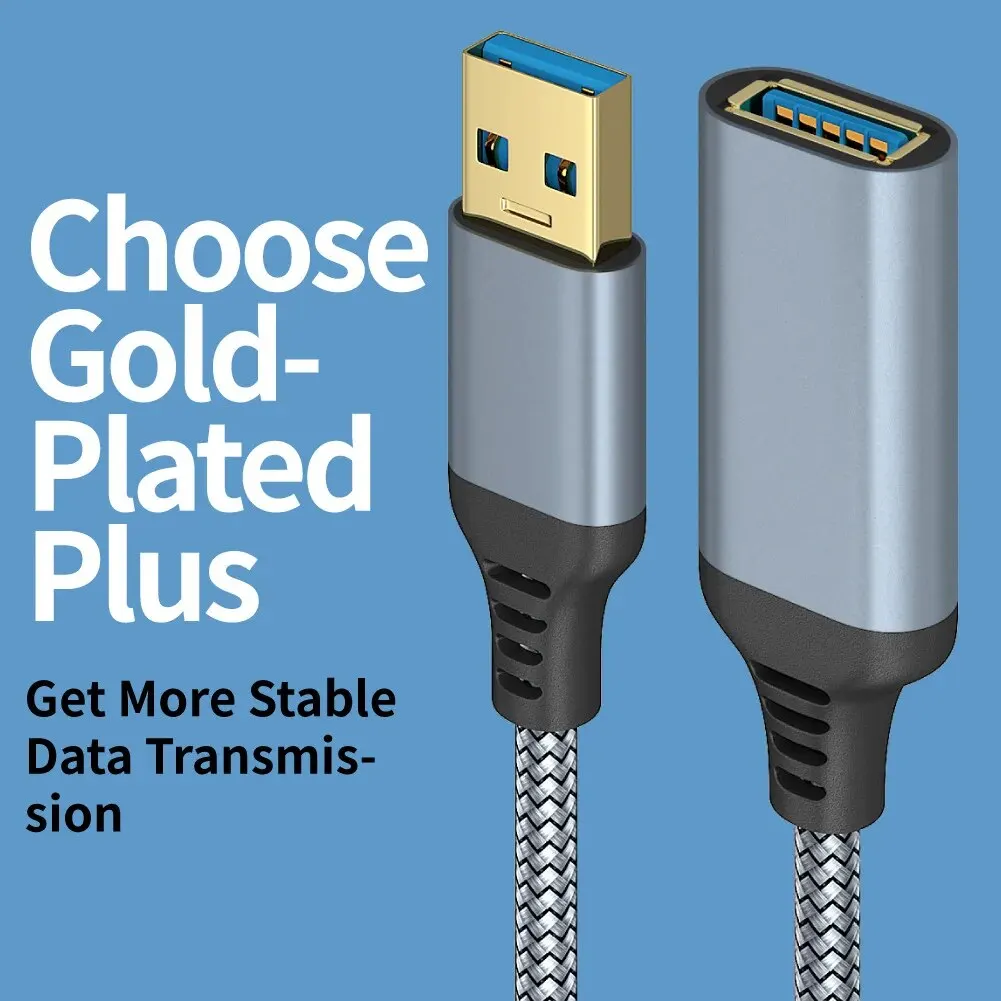 USB3.0 Extension Cable 5Gbps High Speed Cord Nylon Braided USB 3.0 Extender Data Wire Male To Female Cable for Smart TV PS4 Xbox