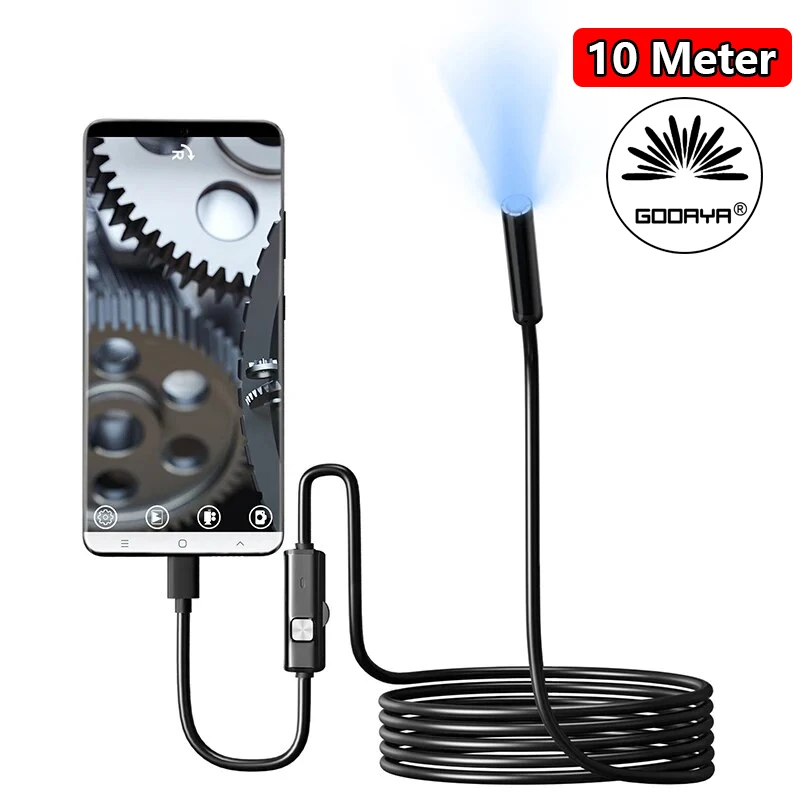 7.0MM TYPE-C Endoscope Camera IP67 Waterproof 6 LEDs Adjustable USB Android Flexible Inspection Borescope Cameras for Phone PC 1