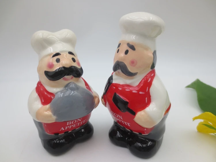 Ceramic salt and pepper shakers set Scarecrow gingerbread man skull witch's hat owl black cat rooster cook mushroom
