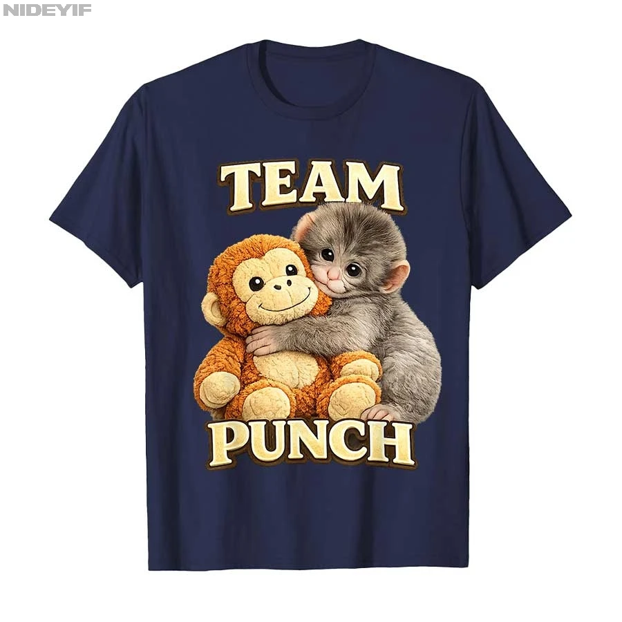 Cute Monkey Punch Panchi Kun Japan Baby Team Meme T-Shirt - 100% Cotton Short Sleeve Top