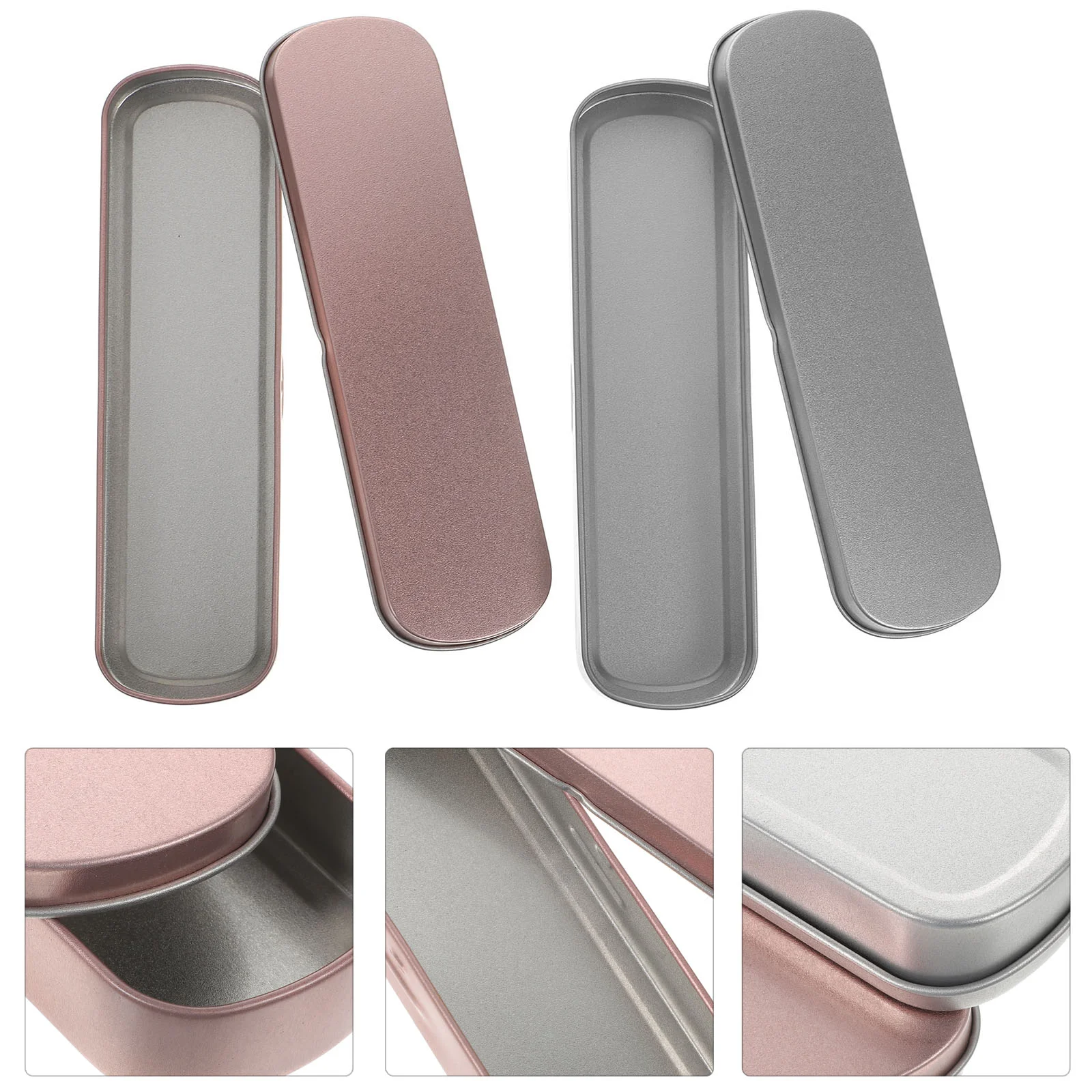 

2 Pcs Pen Storage Metal Pencil Case Child Cases for Kids Holders Container Boxes