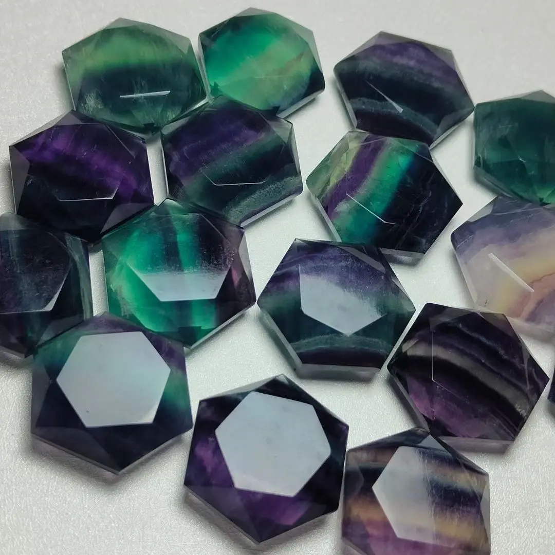 

28mm Natural rainbow fluorite Hexagon Stone Section Star of David Pendant fluorite Hexago Amulet Jewelry 1pcs