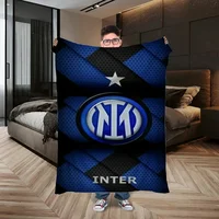 Fur Blanket Bed Inter Milan FC Logo Fluffy Plaid Hairy Blankets for Bed Throw Blankets Sofa Decoration Cobija Blanket King Size 1