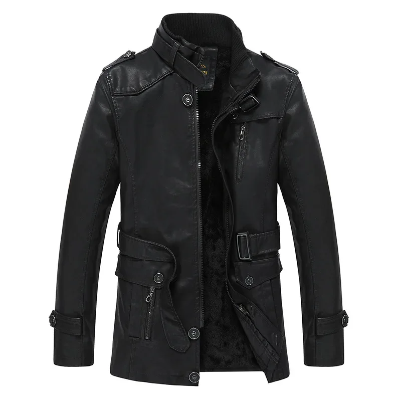 PU Jacket Biker Leather Coats Men's Leather Jackets Autumn Casual Motorcycle Brand Clothing Long Fleece Mens Jackets leather jackets
