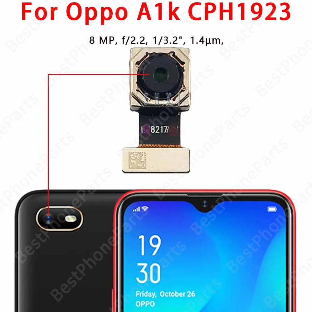 Oppo 카메라 모듈 후면 보기 교체 예비 부품, 셀카 전면 및 후면 카메라, Oppo A1K A5 2020 A9 2019 A7 AX7