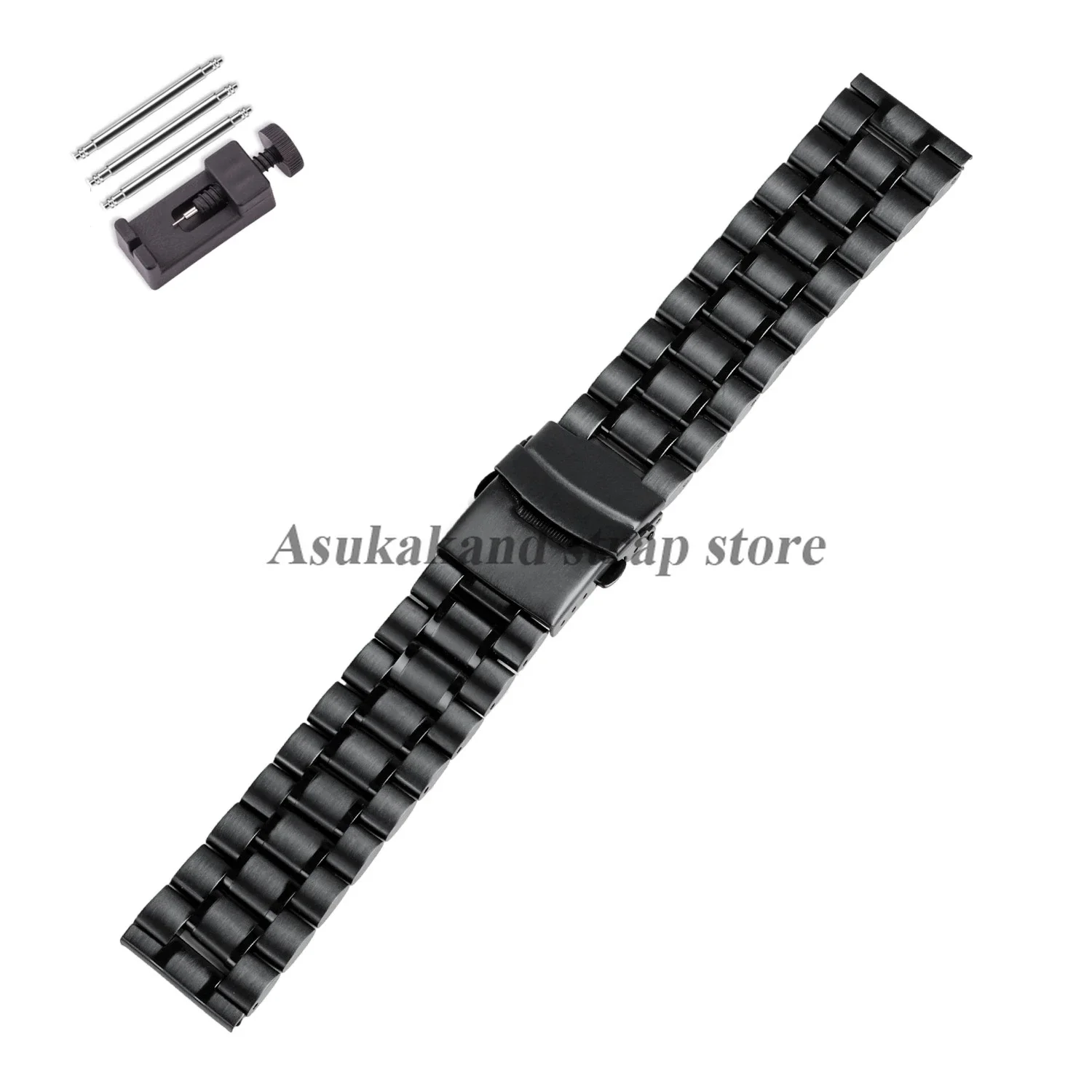 Stainless Steel Watch Strap with Folding Buckle – Universal Replacement Band