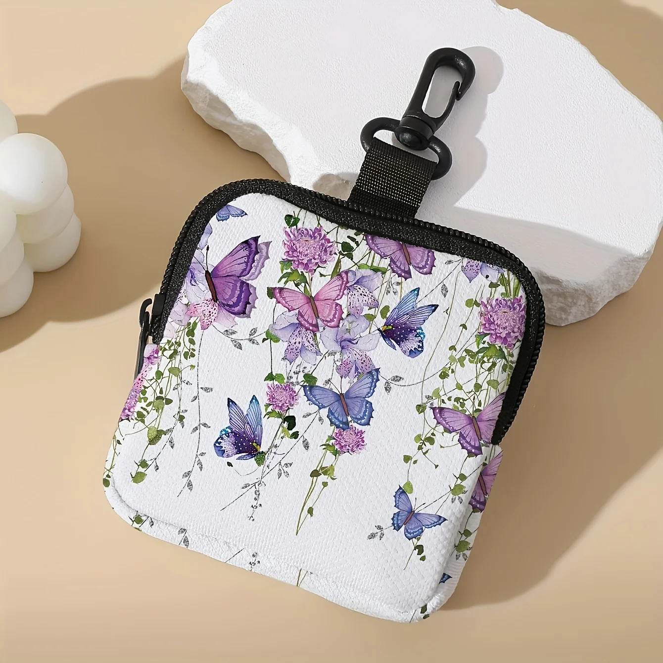 1pc ple butterfly pattern printing large capacity coin wallet digital printing coin wallet storage bag, ideal choice for gifts