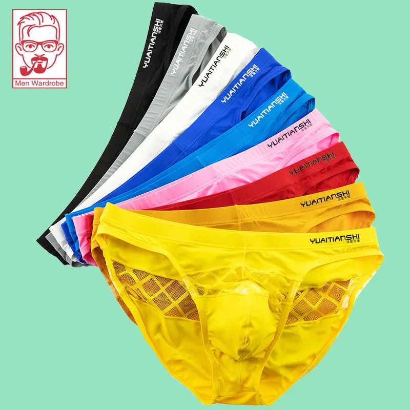 

New Men's Underwear Young Men's Panties Nylon Ice Silk Sexy Briefs Mid-Waist Triangle Undershorts Breathable Comfort Underpants
