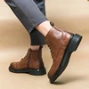 Winter Fashion Men's Leather Boots Lace Up Leather Shoes Size 39-46