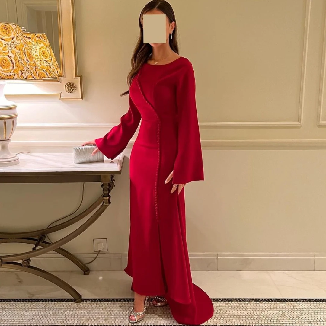 slim fit dress slacks Saudi Arabia Sheath Evening Dresses Vintage Pleat Wave Neck Women Form –  Simplepromdress main image 1