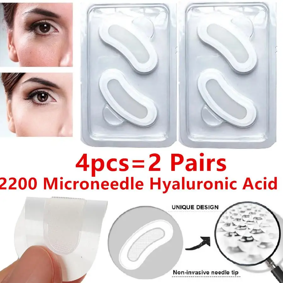 

4X 2200 Needle Hyaluronic Acid Microneedle Eye Patches Wrinkle Dark Deep Circle Moisturizing Lines Fading Anti Fine Anti-aging