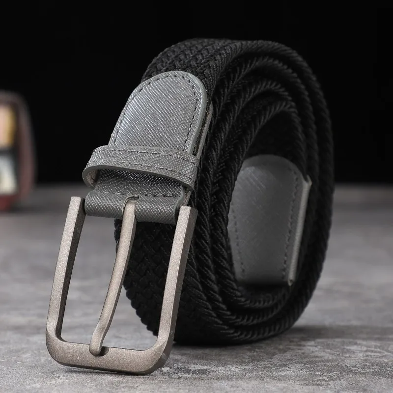Nicht perforierte, nicht perforierte, gewebte Gürtel für Männer und Frauen, elastische elastische Canvas-Gürtel, koreanische Damenversion, vielseitige S – Detail 5