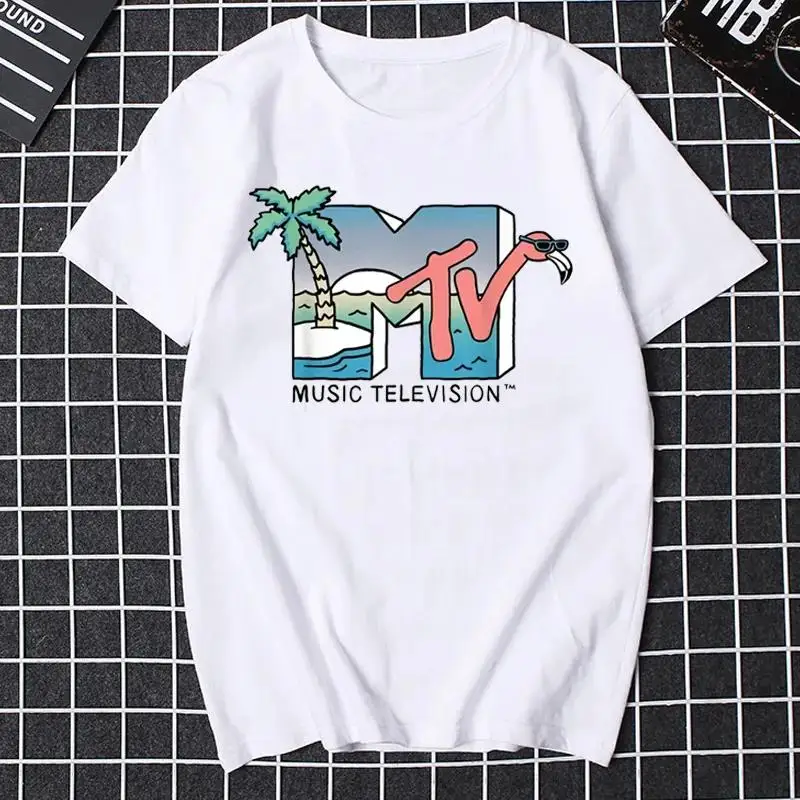Mtv 음악 텔레비전 그래픽 티셔츠, 재미있는 남성 의류, 패션 힙합 TV 티셔츠, 플러스 사이즈 100% 코튼 유니섹스 티셔츠