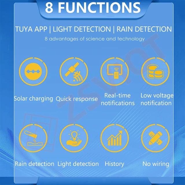 Tuya Smart Zigbee light and rain sensor 2-in-1 function, built-in lithium battery , Light and rainwater detection Smart life App 3