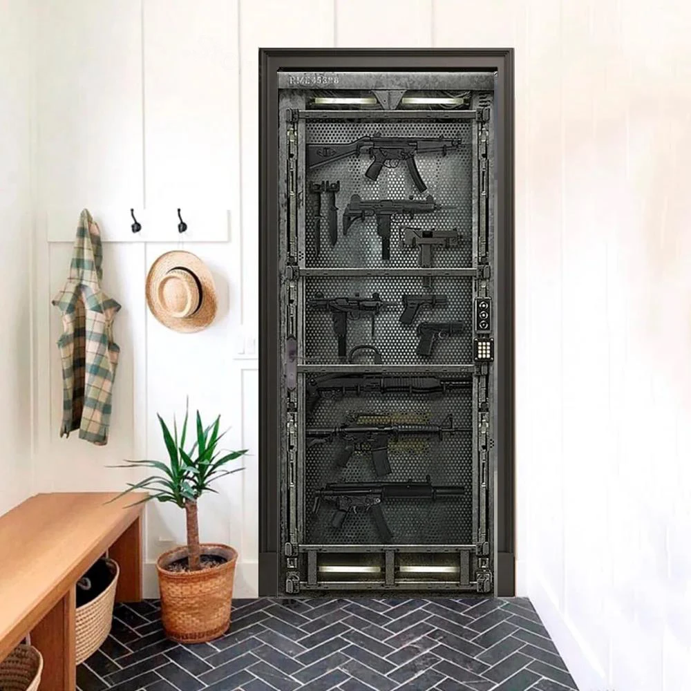 Black analog Door Wallpaper Modern tech style PVC self-adhesive Bedroom Mural Stickers Living Room Home