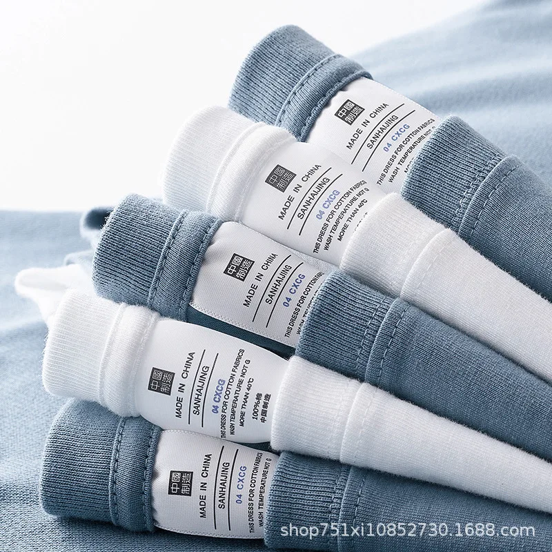 Frühling Herbst 300g Hochleistungs-T-Shirt aus reiner Baumwolle mit langen Ärmeln, fließendes weißes Oberteil, dicke Basisschicht darunter für Männer und Frauen